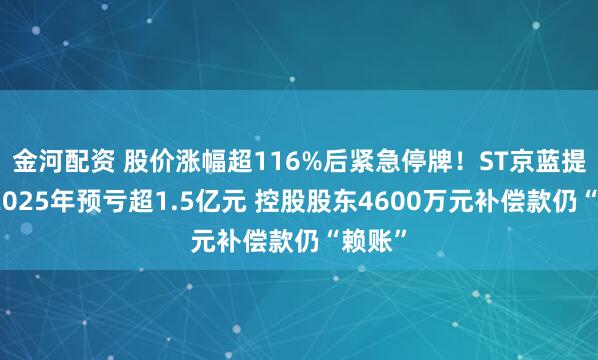 金河配资 股价涨幅超116%后紧急停牌！ST京蓝提示：2025年预亏超1.5亿元 控股股东4600万元补偿款仍“赖账”